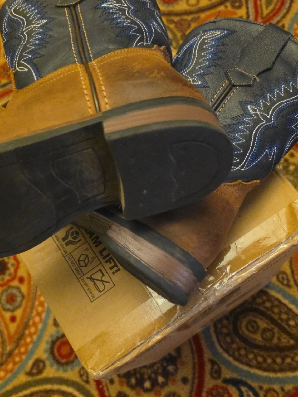 J.B. Dillon Two-Tone Brown and Black Kids Western Boots - Picture 7 of 7